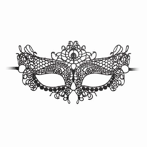 Shots - Ouch Black and White Lace Eye Mask Queen (Black)