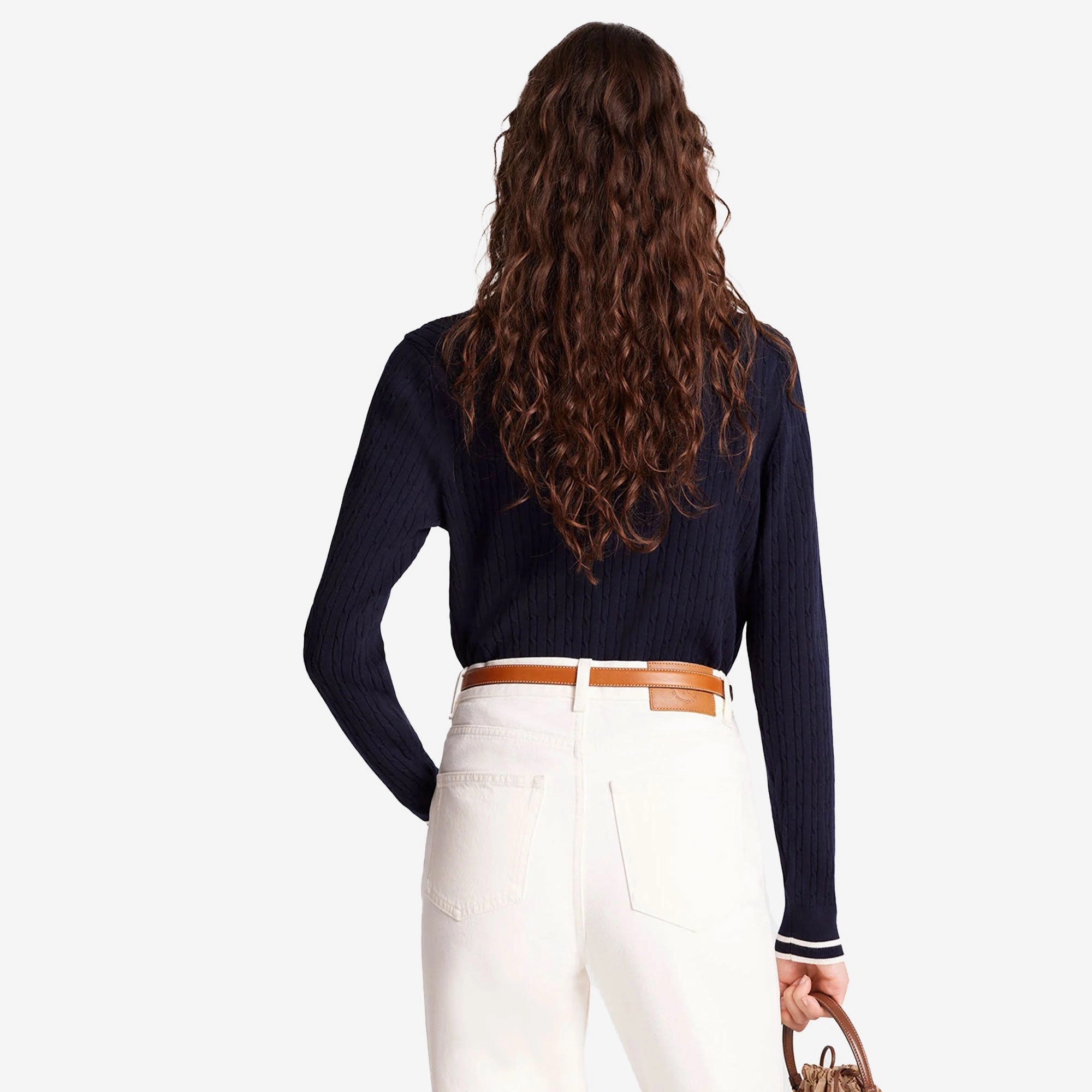 SPORTY & RICH | SRC CABLEKINT POLO { NAVY/CREAM