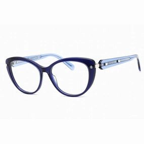 Swarovski Men's Eyeglasses - Full Rim Shiny Blue Plastic Cat Eye Frame | SK5477 090