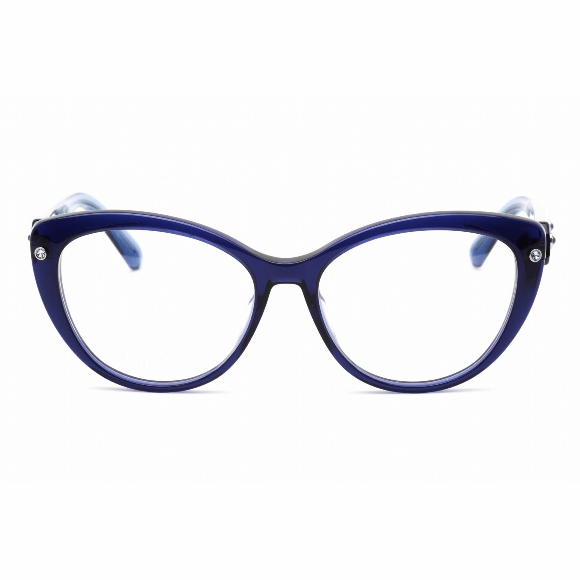 Swarovski Men's Eyeglasses - Full Rim Shiny Blue Plastic Cat Eye Frame | SK5477 090