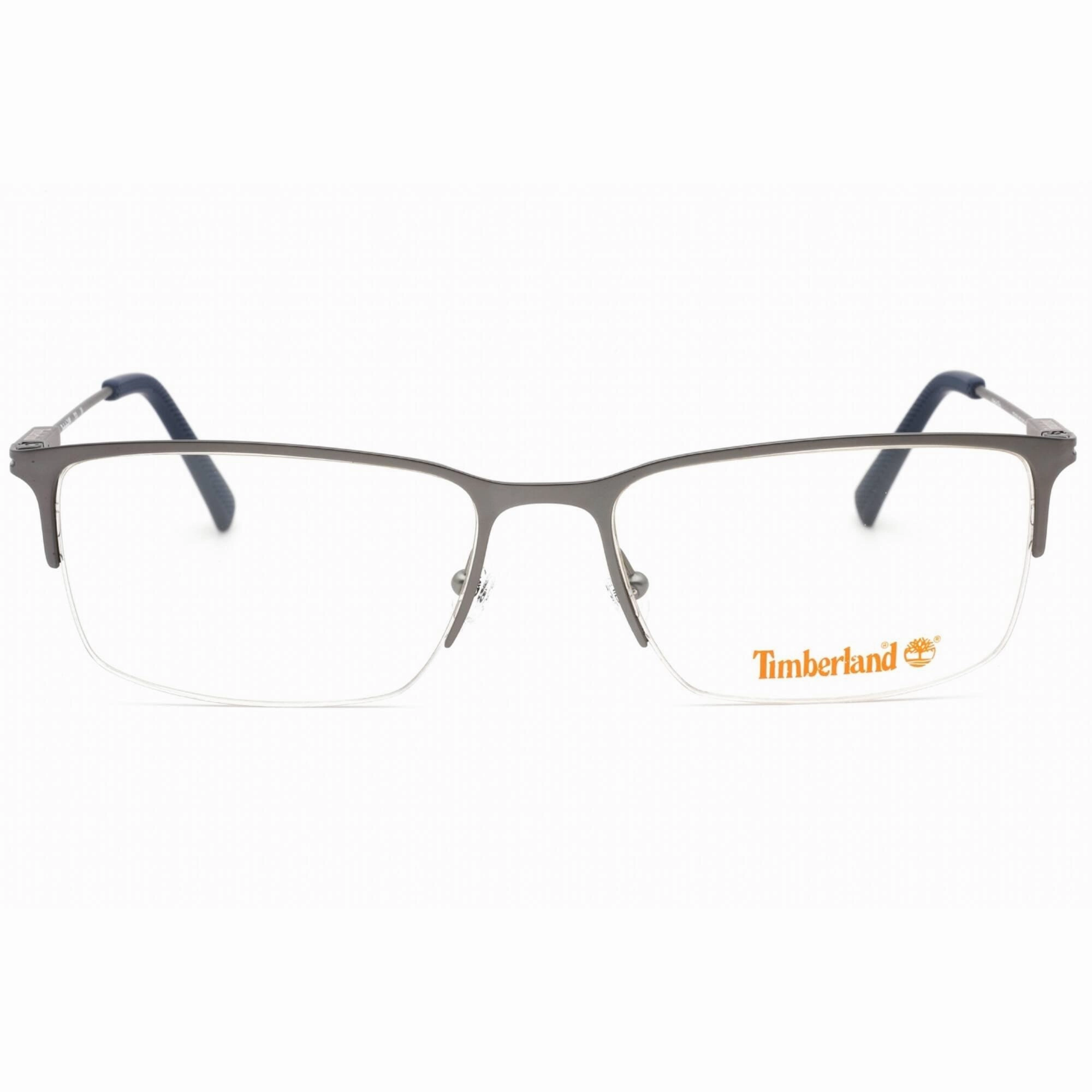 Timberland Men's Eyeglasses - Matte Dark Nickeltin Metal Half Rim Frame | TB1758 007