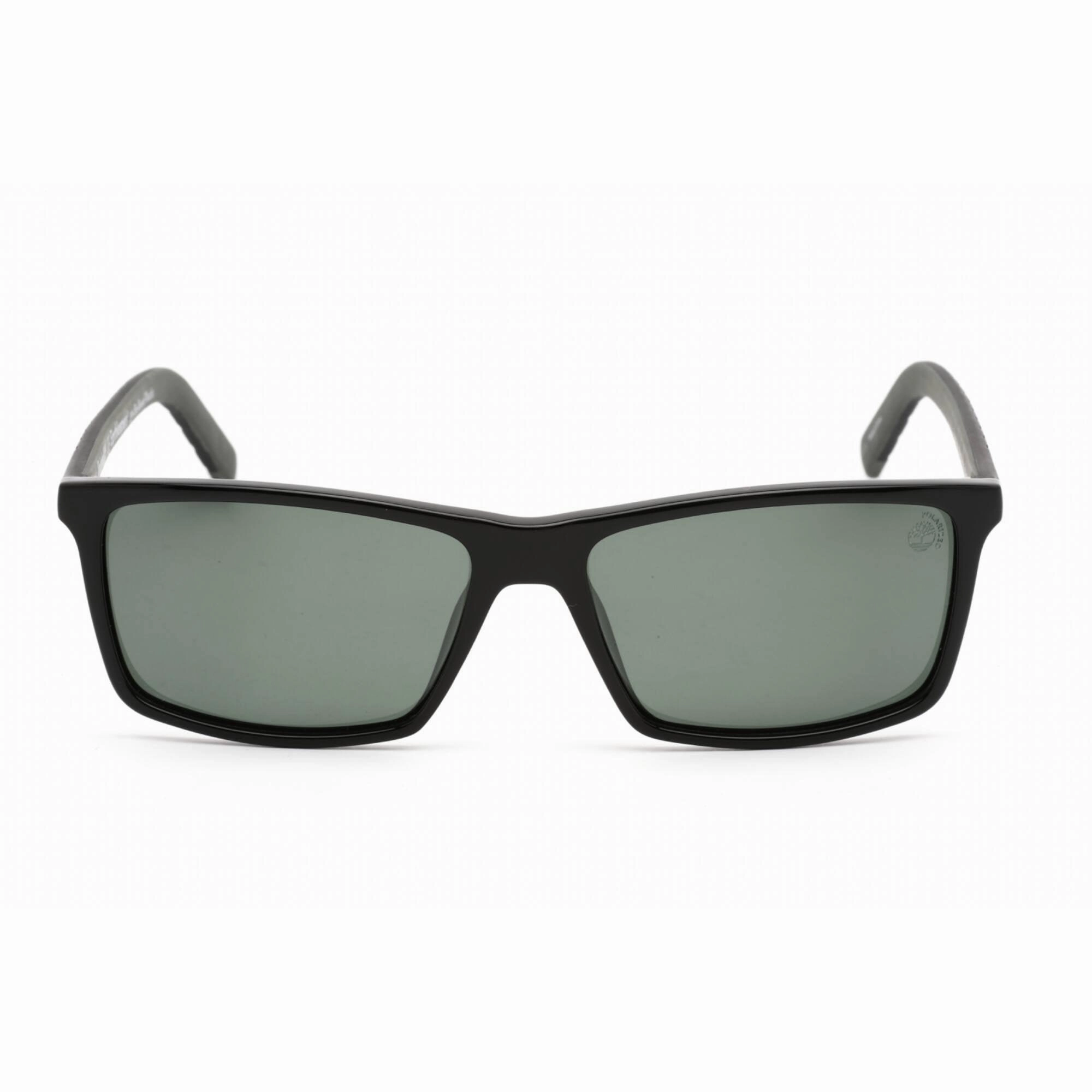 Timberland Men's Sunglasses - Shiny Matte Black Rectangular Plastic Frame | TB9222 01R