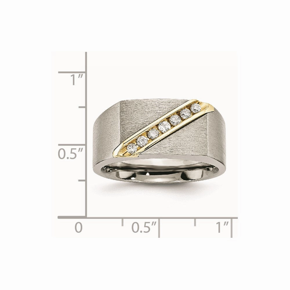 Titanium/14K Brushed Diamond Ring | TB435A