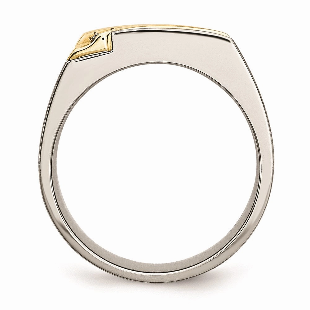 Titanium/14K Brushed Diamond Ring | TB435A