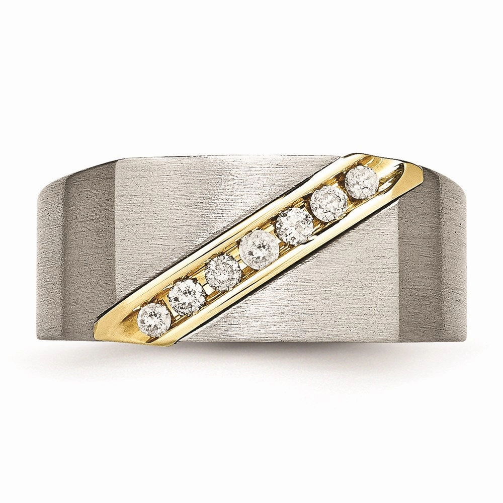 Titanium/14K Brushed Diamond Ring | TB435A