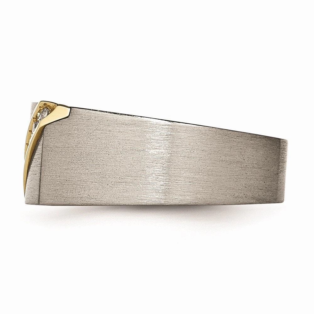 Titanium/14K Brushed Diamond Ring | TB435A