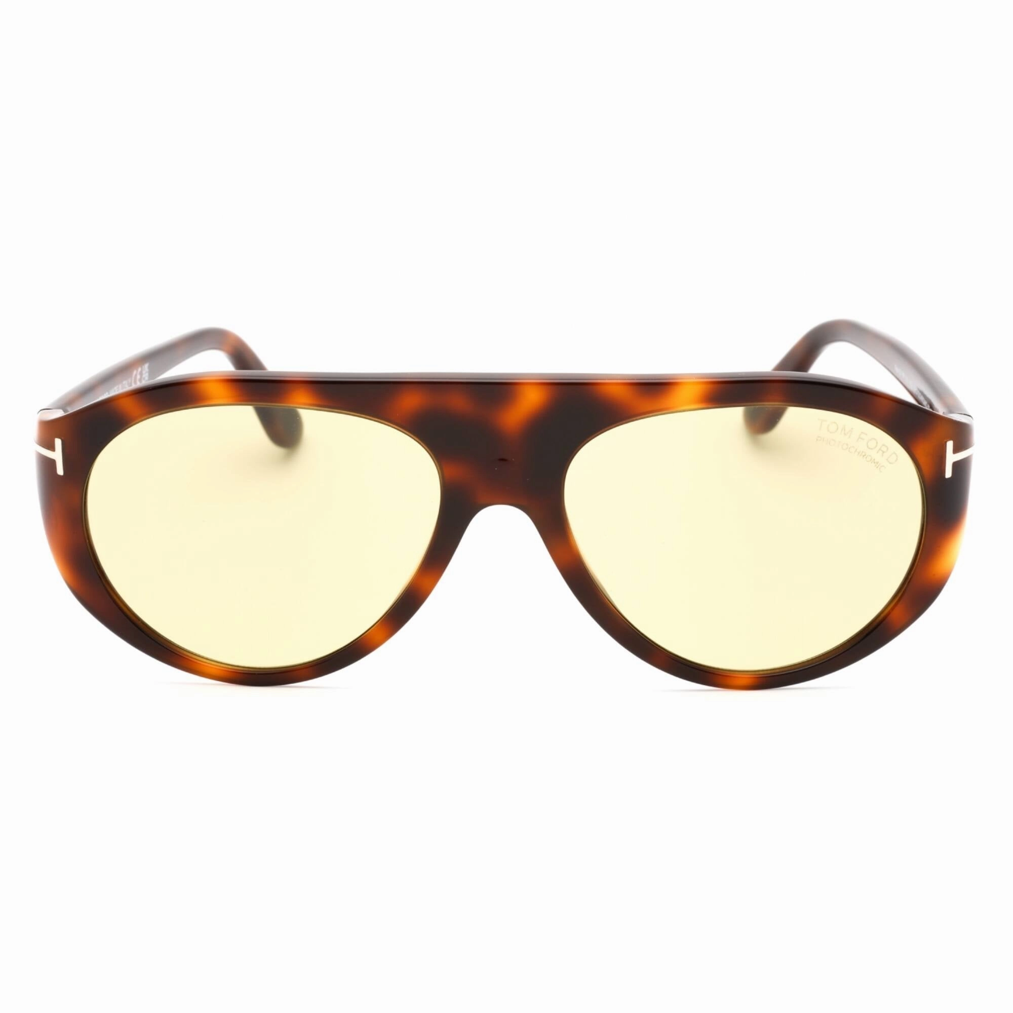 Tom Ford Men's Sunglasses - Blonde Havana Plastic Pilot Full Rim Frame | FT1001 53E