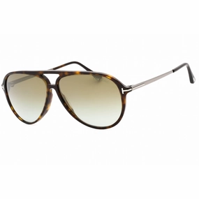 Tom Ford Men's Sunglasses - Dark Havana Aviator Full Rim Frame Green Lens | FT0909 52Q