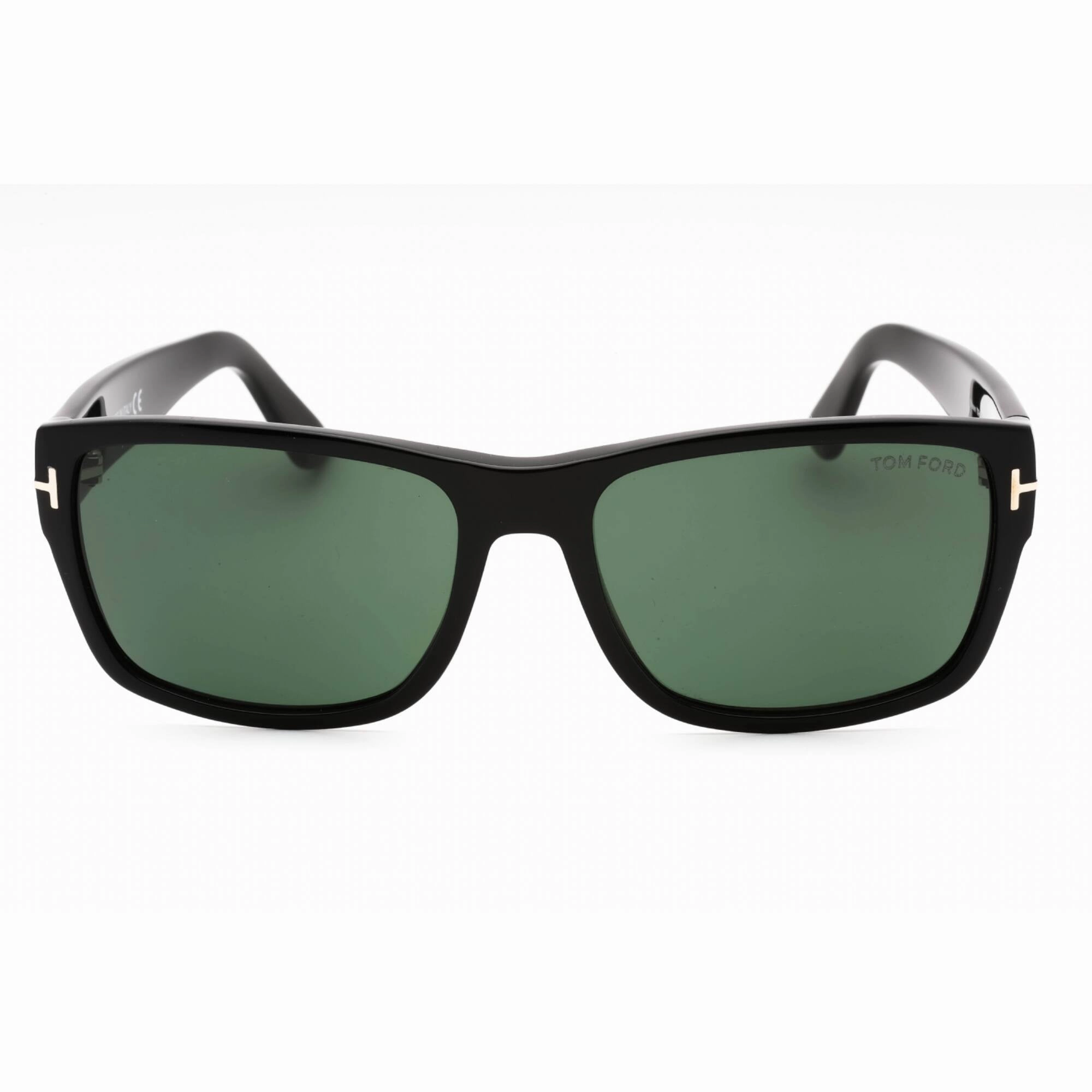 Tom Ford Men's Sunglasses - Shiny Black Rectangular Frame Green Lens | FT0445 01N