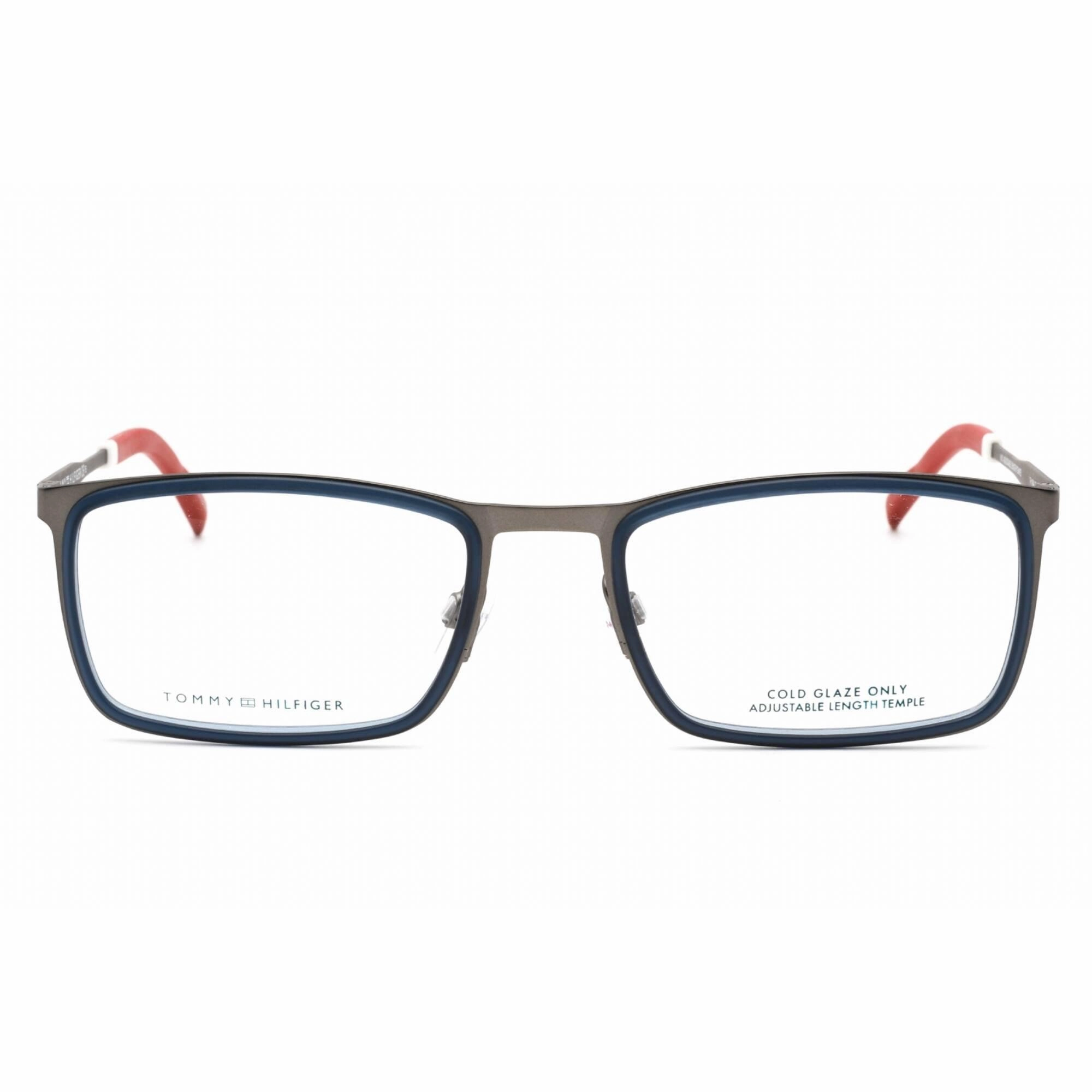 Tommy Hilfiger Men's Eyeglasses - Matte Blue Grey Rectangular Clear Lens | TH 1844 FLL