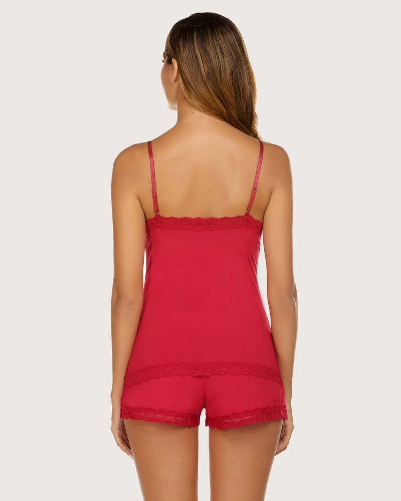 White Edge Lace Trim Short PJ Set